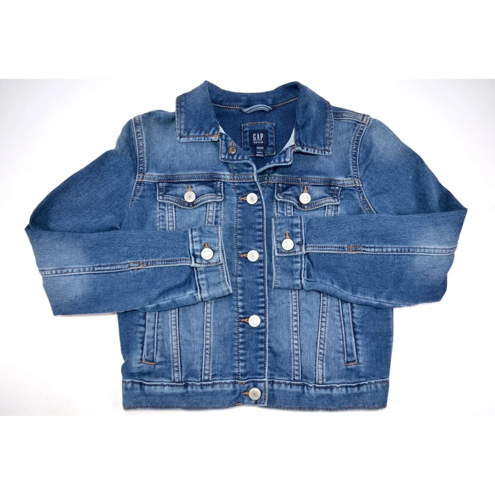 Gap Blue Denim Button Front Trucker Jacket Youth‎ Girls Size L